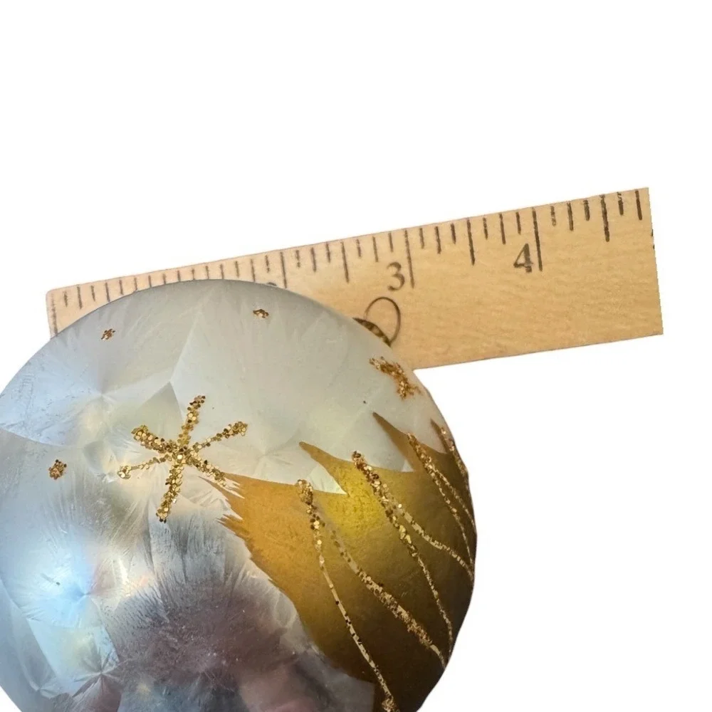 Vintage Dillards Glass Christmas‎ Ornaments Made in Western Germany Gold White 4